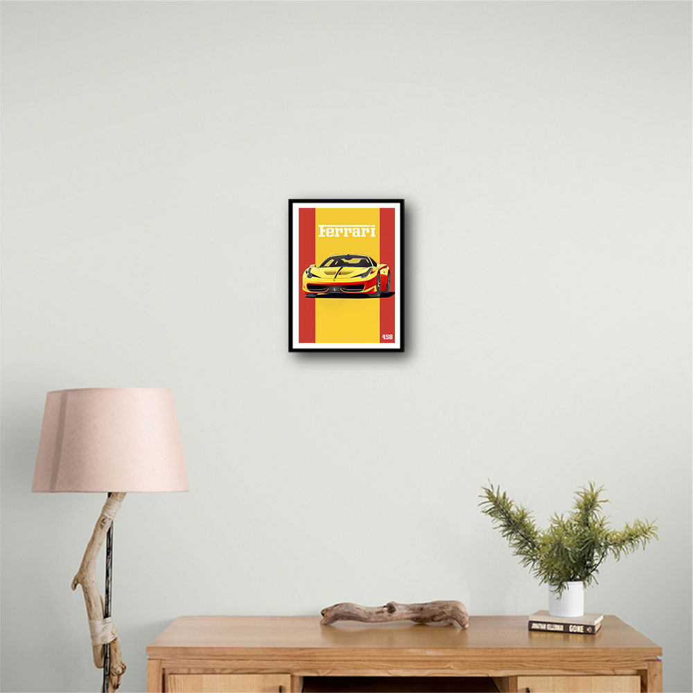 Ferrari 458 Yellow Poster Style Wall Art